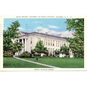 1940s Vintage Postcard   Davis College   University of South Carolina 