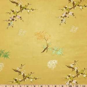  29 Wide Chinese Silk Brocade Blossoms Gold Fabric By The 