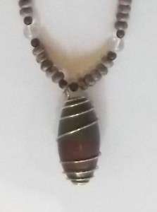 Shiva Lingam, Jasper, Clear Quartz Sterling Silver 31 Necklace  