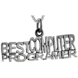 925 Sterling Silver Best Computer Programmer Talking Pendant (w/ 18 