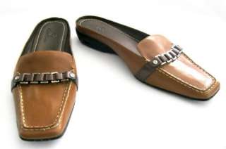 Cole Haan Tan & brown Leather Slide Shoes sz 8 1/2 B  