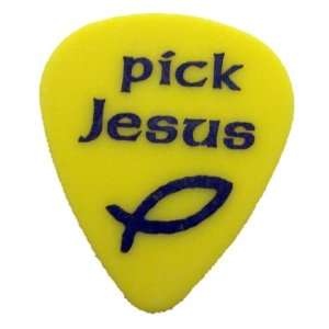  3 Premium Delrin Pick Jesus Guitar Picks   .73 mm Yellow 