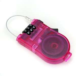   Feet Retractable Combination Cable Lock For Bike Luggage Shocking Pink