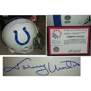  Johnny Unitas Signed Colts Riddell ProLine Helmet: Sports 