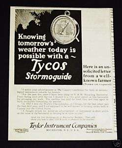 1926 TAYLOR INSTRUMENT COMPANIESTYCOS STORMGUIDE AD.  