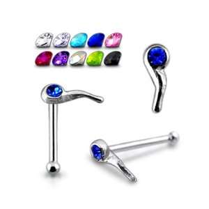  Jeweled Head Sperm Ball End Nose Pin Jewelry