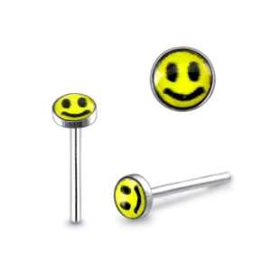  3mm Smiley Logo Straight Nose Pin Jewelry