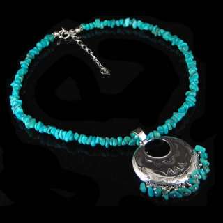 QVC! Turquoise Necklace Sterling Silver Concha Pendant  