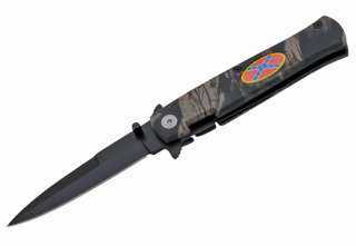 Camo Confederate Flag Spring Assisted Pocket Knife Rebel Dixie 