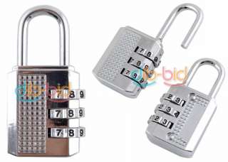 Dial Portable Luggage Lock Combination Padlock Silver  