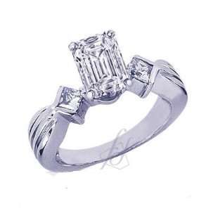  1 Ct Emerald Cut 3 Stone Diamond Engagement Ring IGI SI 