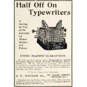   Typewriter C. F. Wenham Chicago   Original Print Ad