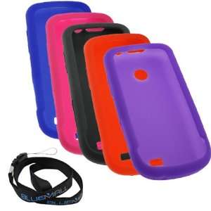  Skin Cover Cases (Black / Red / Blue / Hot Pink / Purple) + Strap 