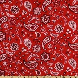  58 Wide Cotton Rib Knit Bandana White/Red Fabric By The 