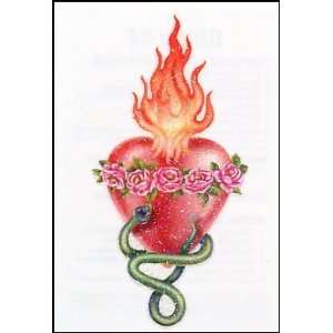    Glitter Flaming Heart with Serpent Temporaray Tattoo Toys & Games