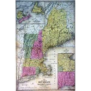    Mitchell 1852 Antique Map of New England