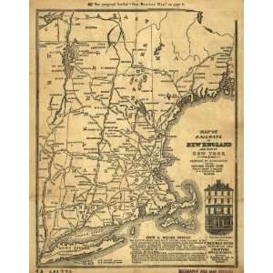  1847 Map City of Biston. New England