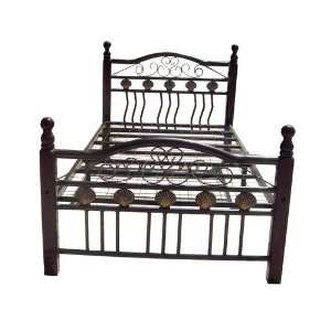   Home Metal Bed with Deep Cherry Legs in Bronze