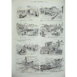  1875 Floods France Toulouse Boat Bridge River Sketch: Home 