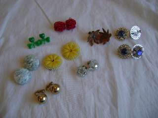 VINTAGE Lot of 8 pair Clip On Screw back EARRINGS Brooch Pins Jewelry 