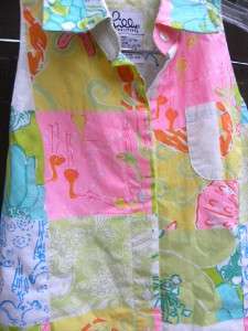  LILLY PULITZER fun patchwork dress, with fishes, star fish, crabs 