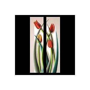  NOVICA Cubist Painting   Live Tulips (diptych)