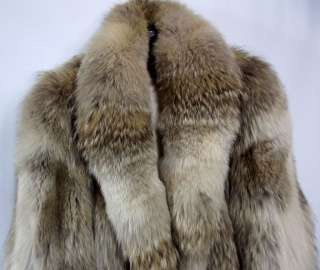 Genuine Womans Creeds Canadian Full Length Coyote Fur Coat Jacket 