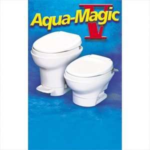 RV Aqua Magic Hand Flush Toilet Motorhome Water Saving Bathroom High 
