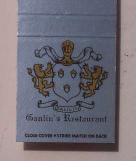 1980s Matchbook Gaulins Restaurant Elmsford NY MB 30779  