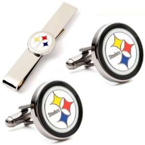   Steelers NFL Football Cufflinks with Matching Tie Bar Set Everything