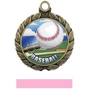 Hasty Awards Custom Baseball HD Insert Medals M 8501 GOLD MEDAL / PINK 