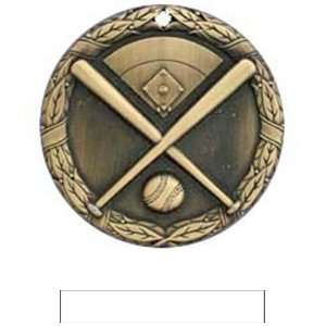  Hasty Awards Custom Baseball Medals GOLD MEDAL/WHITE RIBBON 