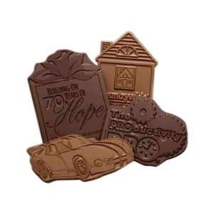 Custom shaped chocolate in gift box with clear lid, 2 x 6.  