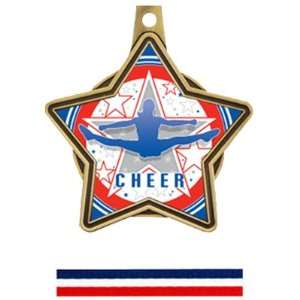 All Star Insert Custom Cheer Medals M 5501CH GOLD MEDAL / RED WHITE 