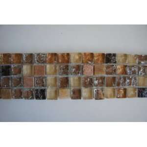   Glass Tile Mix Brown Mosaic Stone 6 X 6 (Sample)