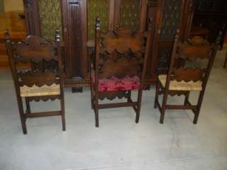 NICE ITALIAN ANTIQUE WALNUT CARVED OFFICE CHAIRS 12IT004C  