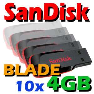 Lot of 10 SanDisk Cruzer BLADE USB Flash Pen Drive 4GB  