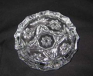   Hocking Star of David crystal clear glass round tray dish ashtray