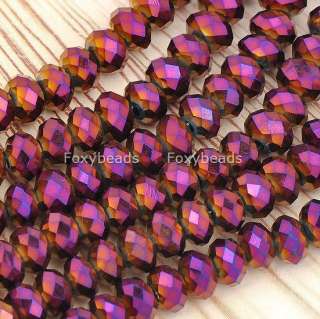 4x6mm Purple Faceted CrystaL Glass Rondelle Loose Beads Jewels  