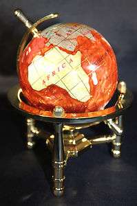    Gemstone Desktop Globe Gold Tone Base Copper Globe Free S & H  