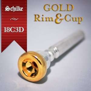  Schilke 18C3d Trumpet Mouthpiece 24k Gold Rim Cup Musical 