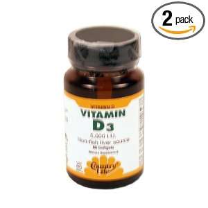  Country Life Vitamin D3 5 I.u., 60 Count (Pack of 2 