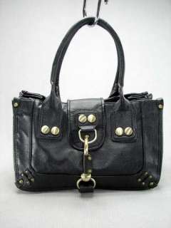 Black Button Designer Inspired Handbag Purse Tote Bag  