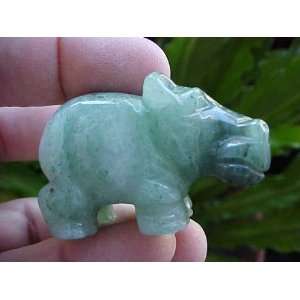    E4516 Gemqz Green Jade Carved Hippopotamus Cute  
