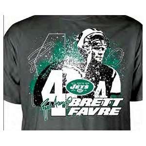  Brett Favre New York Jets Black Profile T Shirt Sports 