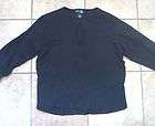 Lane Bryant Venezia Jeans Black Cotton Long Sleeve Shirt Top Keyhole 