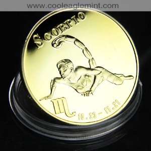   Zodiac Sign 24kt Gold plated Commemorative Coin 055 
