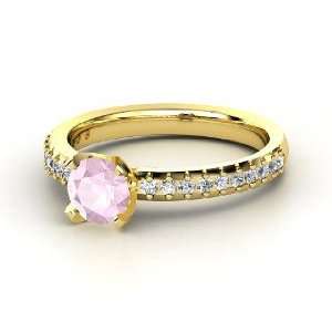  Sabrina Ring, Round Rose Quartz 14K Yellow Gold Ring with 