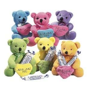 Plush Jesus Loves You Bears With Candy   Candy & Hard Candy  