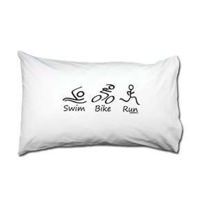  Swim Bike Run (Figures) Pillowcase: Home & Kitchen
